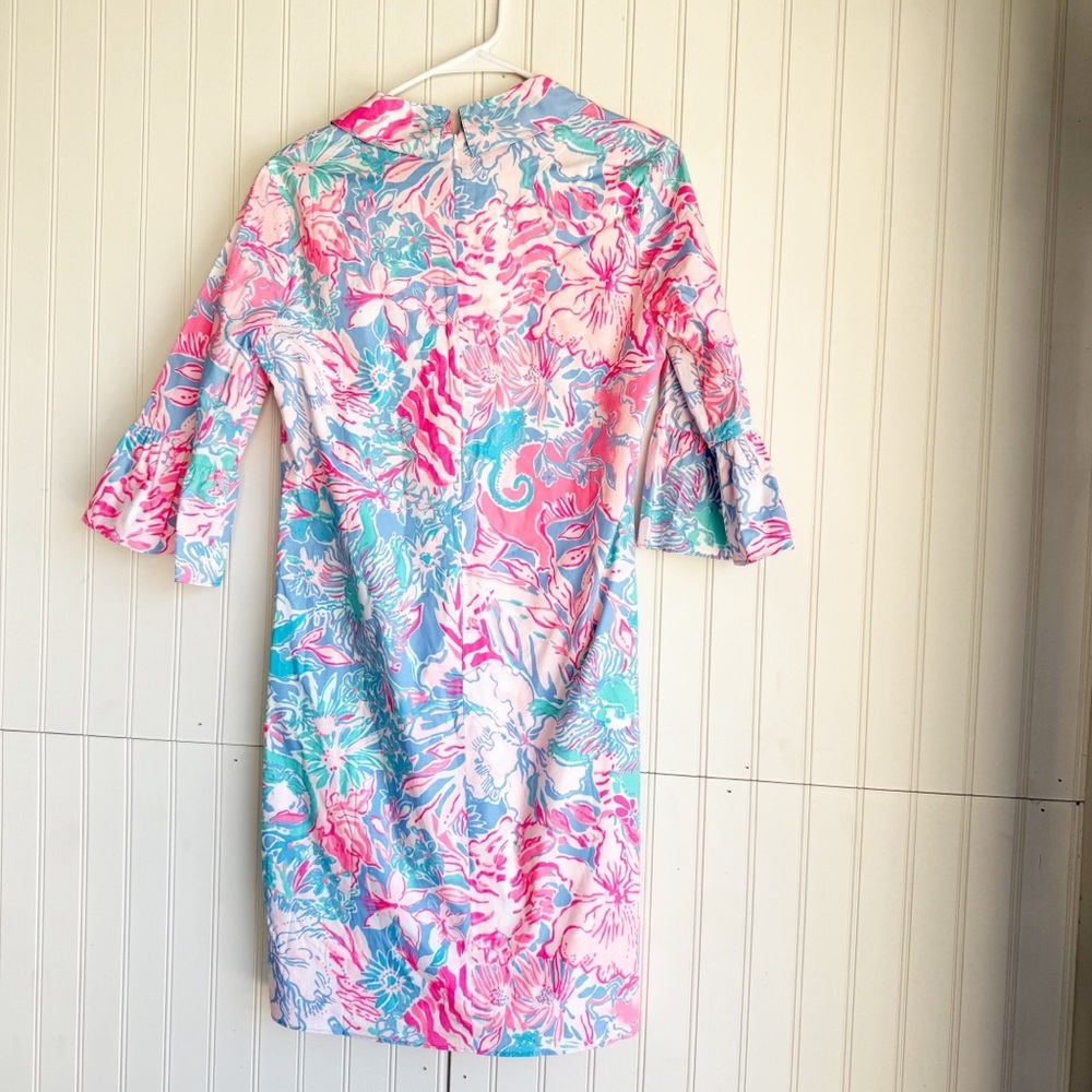 Lilly Pulitzer Sz 2 Collared Ginger Stretch Dress in Blue Peri Viva La Lilly NEW - Picture 8 of 8